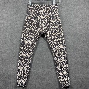 Move Theology Cropped Leggings Womens Small Abstract Print Black Cream